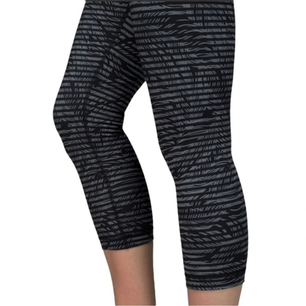 Lululemon Wunder Under Crop II Full-On Luon Roll Down Leggings Gray Palms Size 4